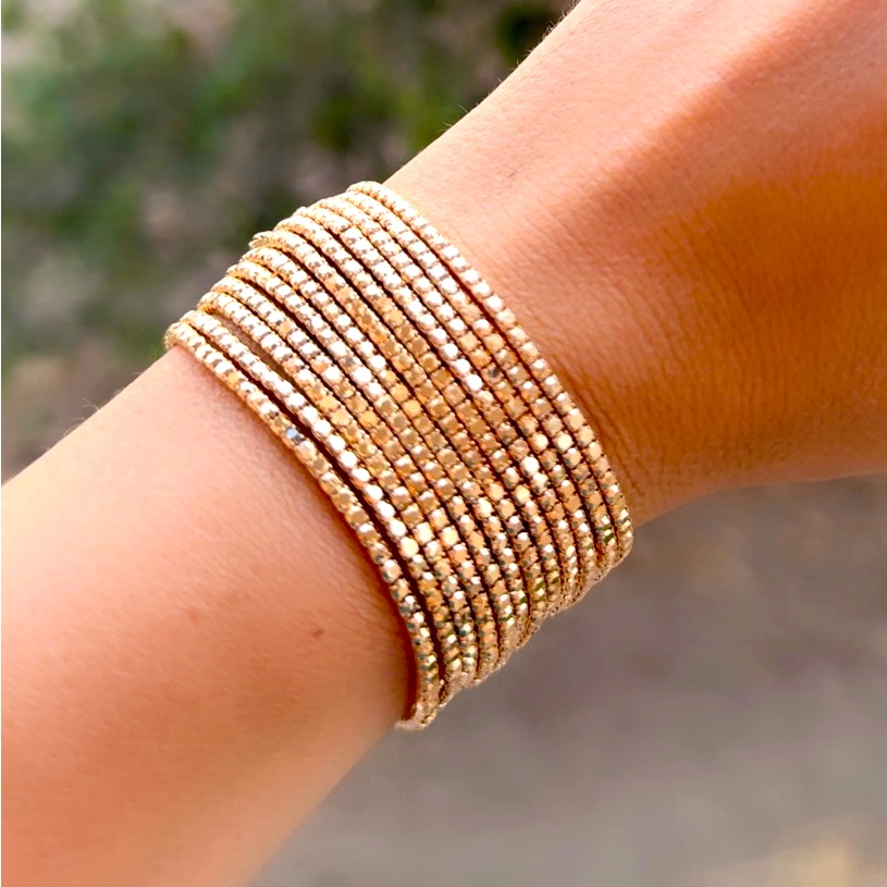 Rhinestone Crystal Layered Stretch Bracelets 12 Pcs Matte Gold Rhinestone 29$